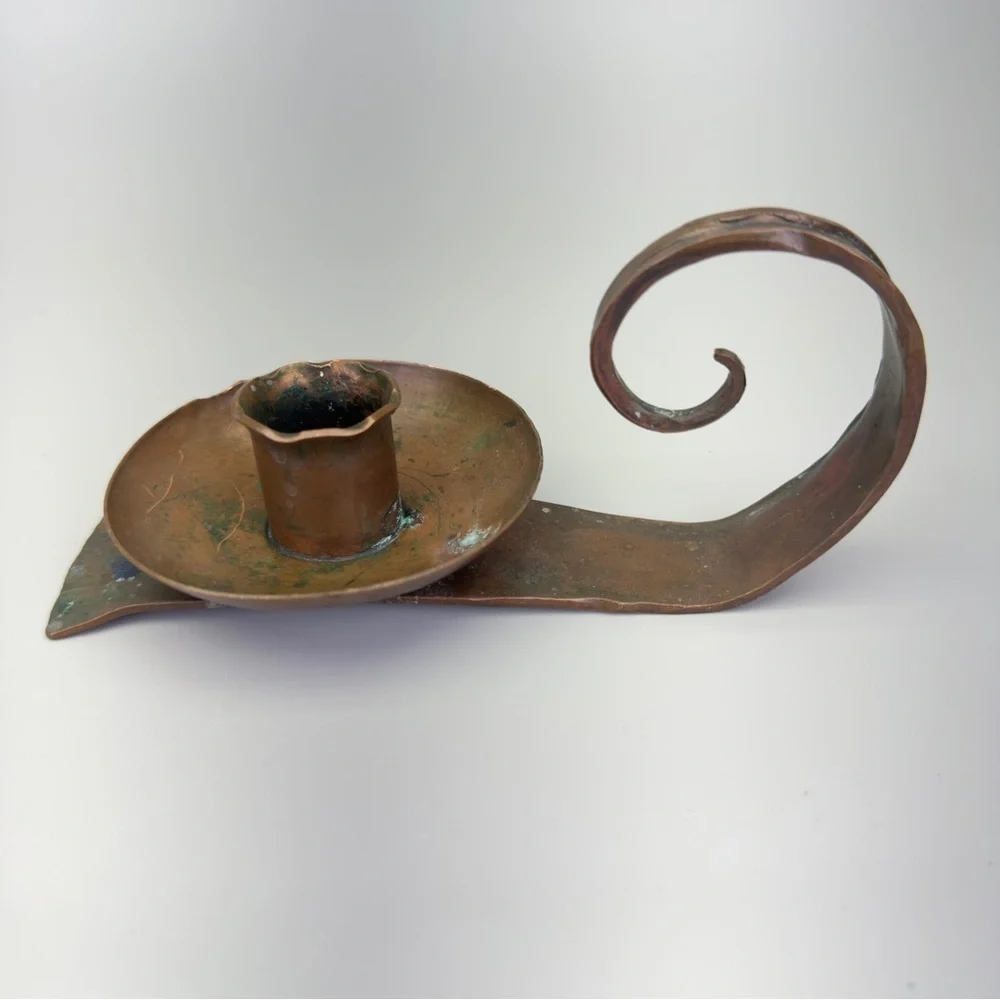Vintage Erhard Glander Hand Hammered  Copper Candleholders